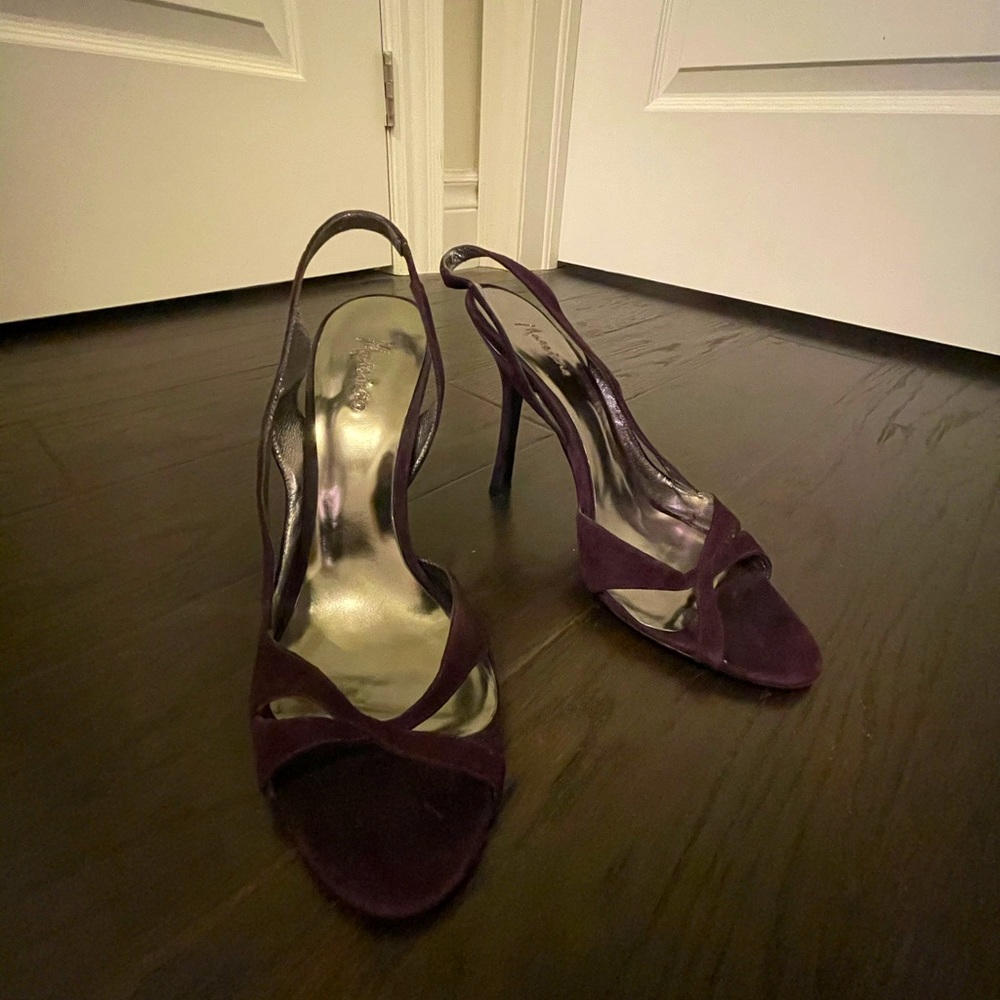 Marciano purple suede stiletto heels